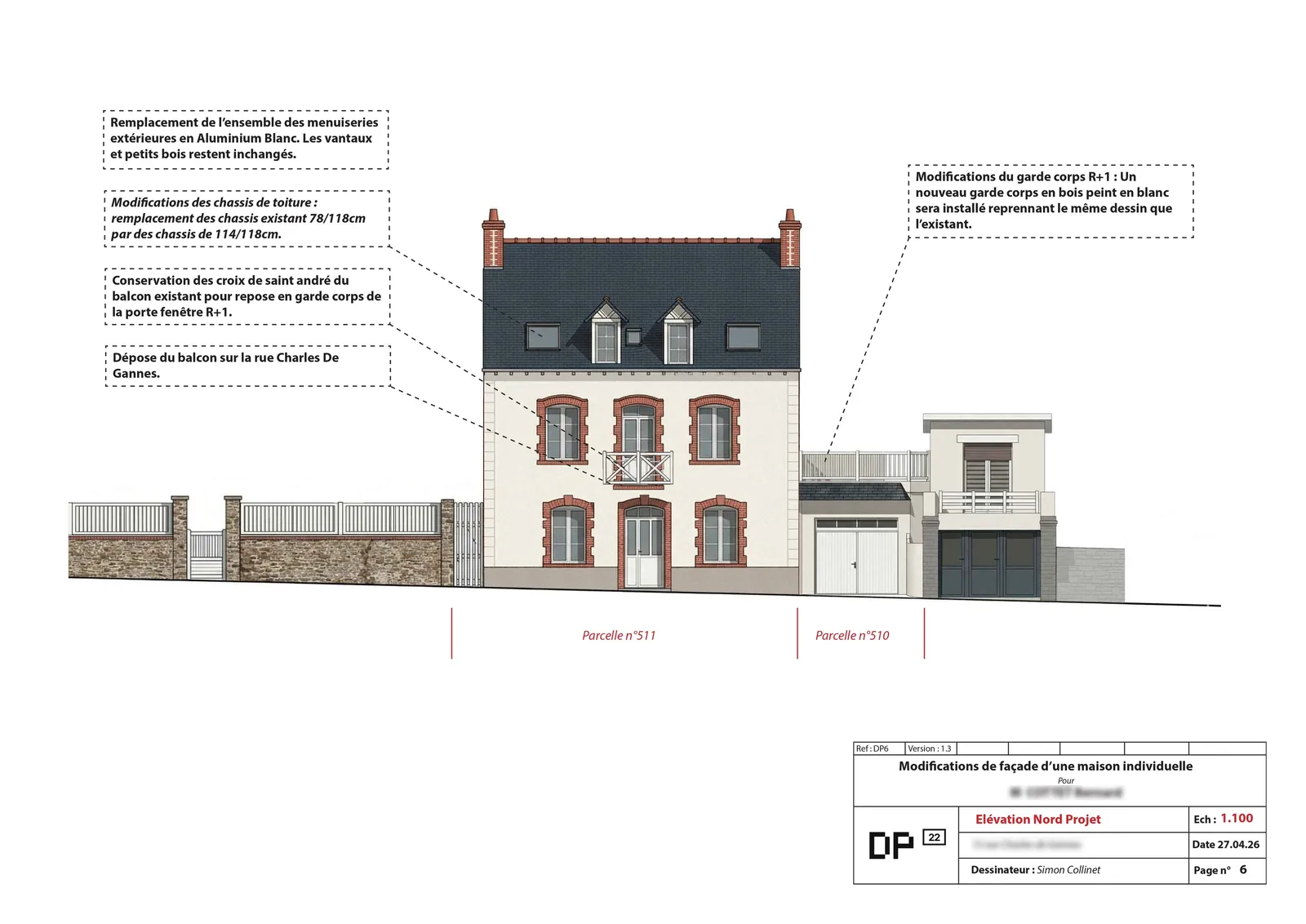 Plan de façade pour un dossier de déclaration préalable de travaux