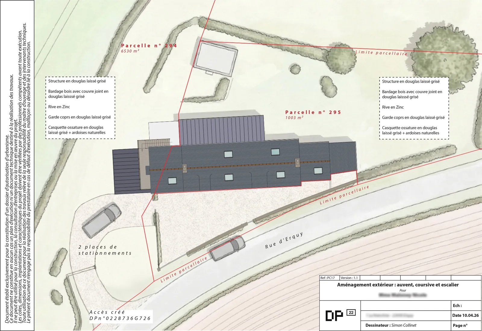Pièces graphiques pour un dossier de permis de construire