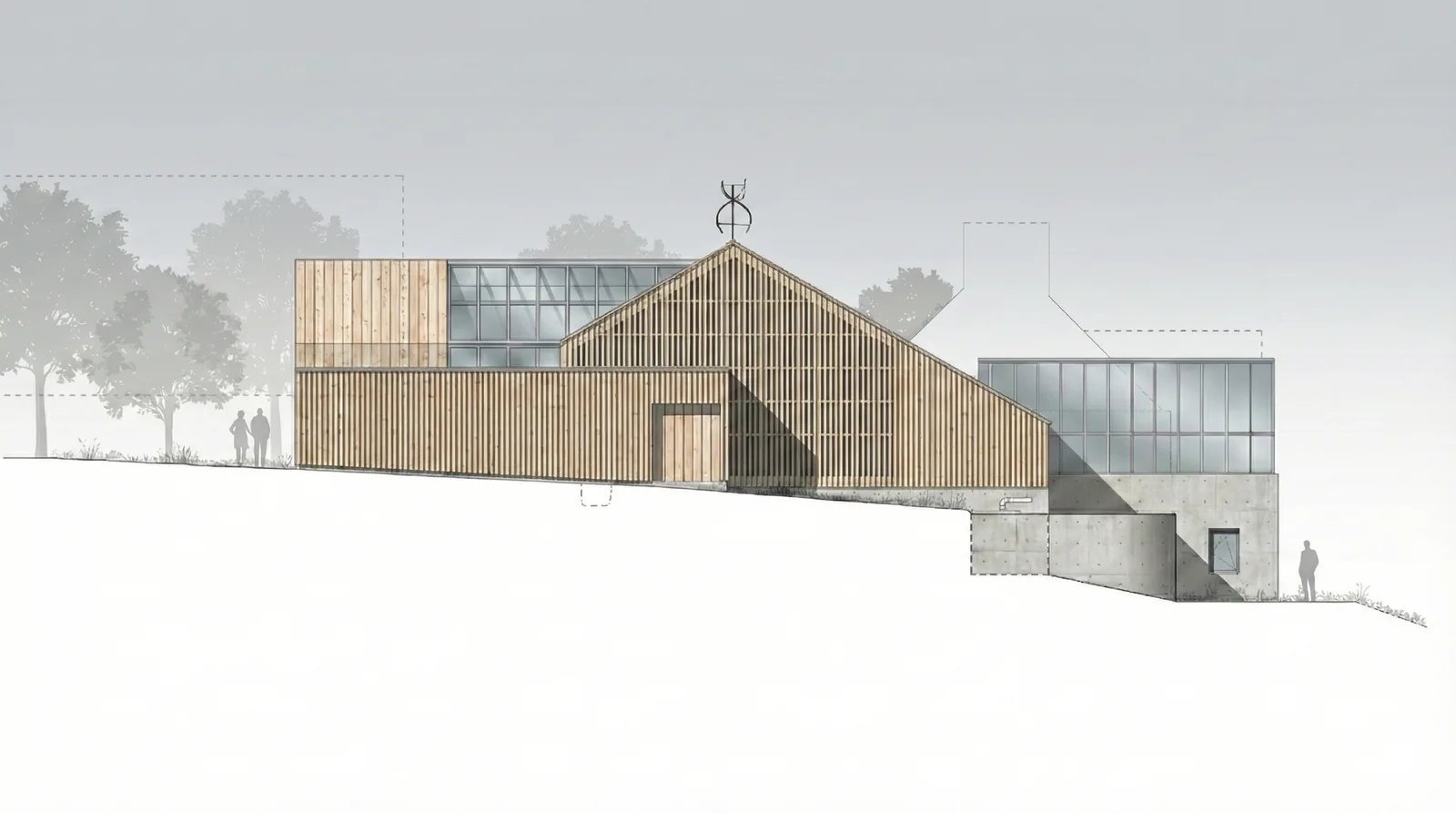 Élévation ouest du bâtiment agricole
