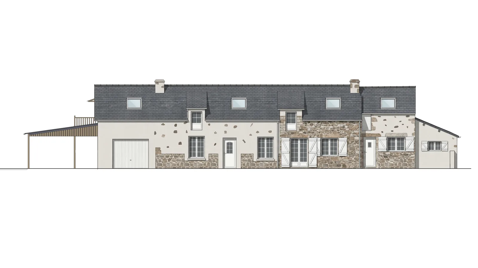 Élévation sud du projet de carport à Erquy