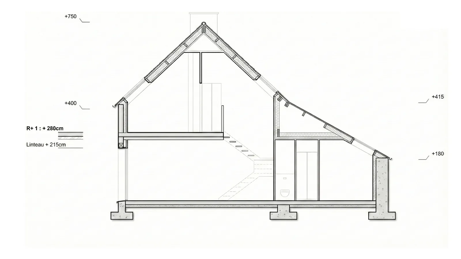 Coupe du projet de Pommeret