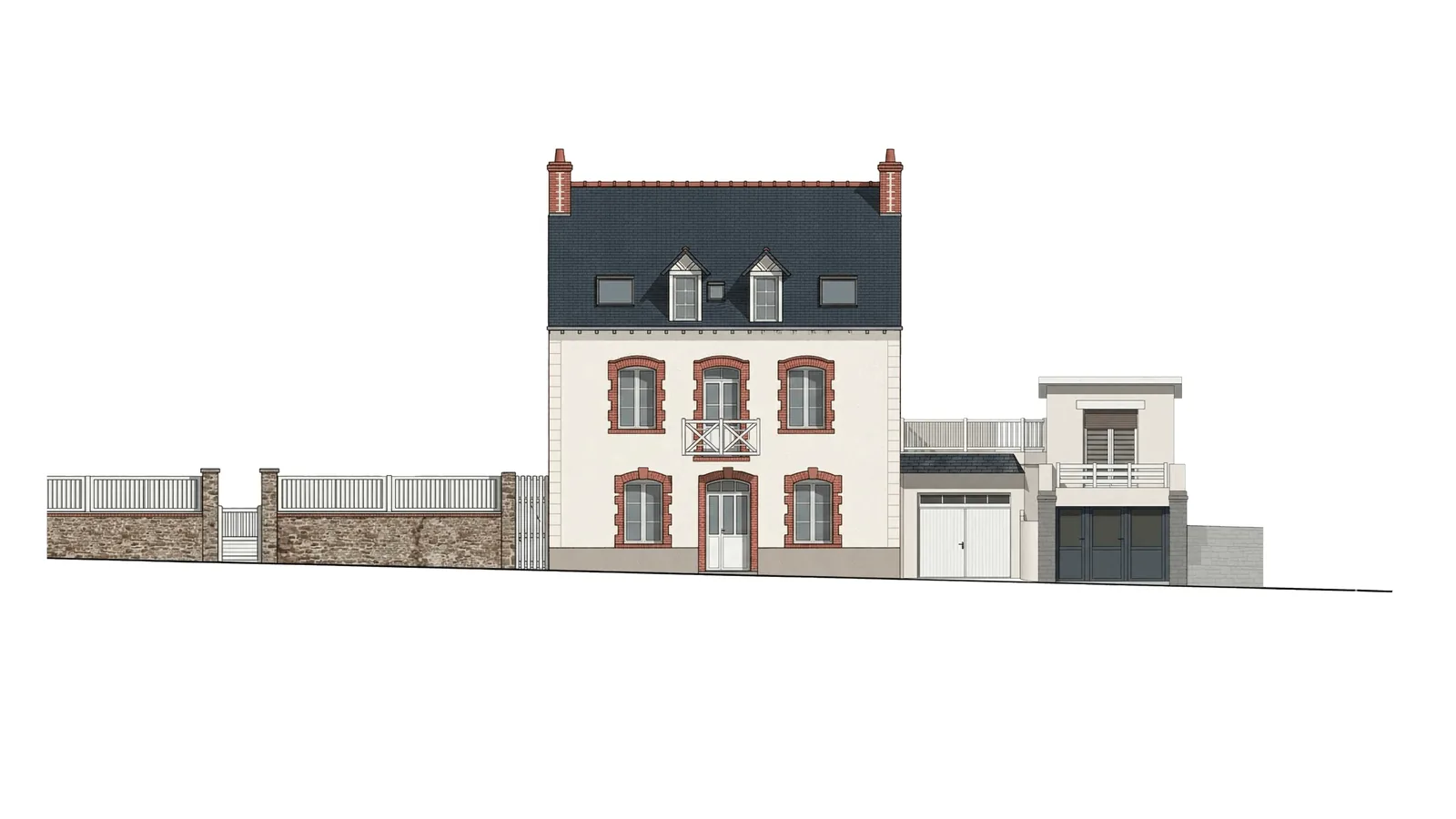 Élévation de la façade sur rue à Pléneuf-Val-André