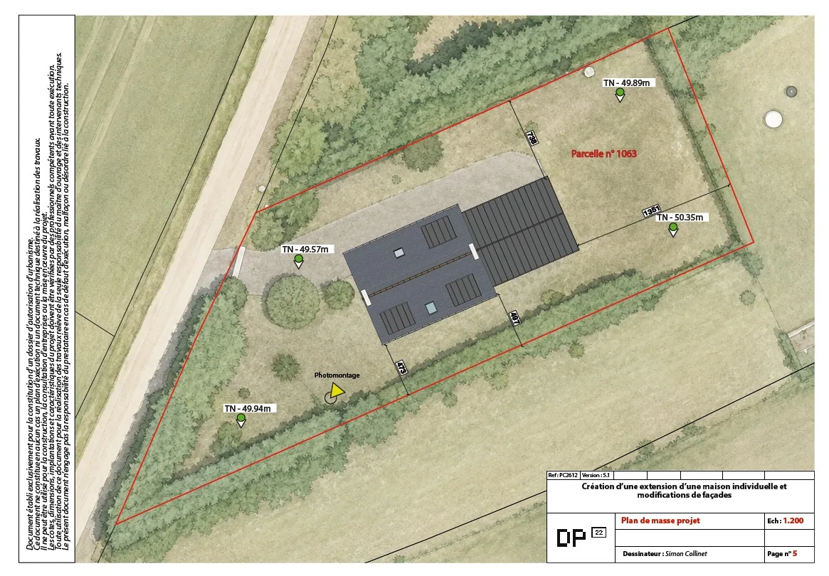 Plan de masse de l'extension à Erquy