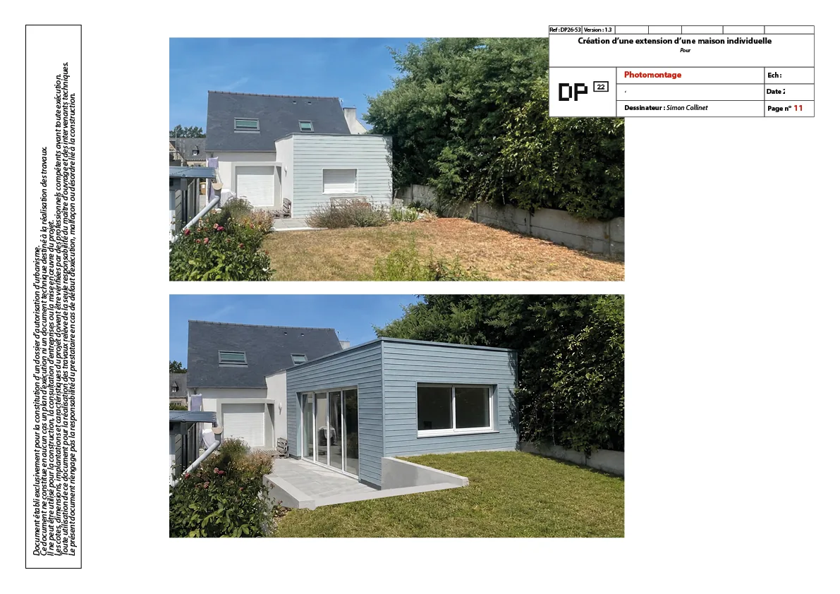 Plan de toiture de l'extension à Pléneuf-Val-André