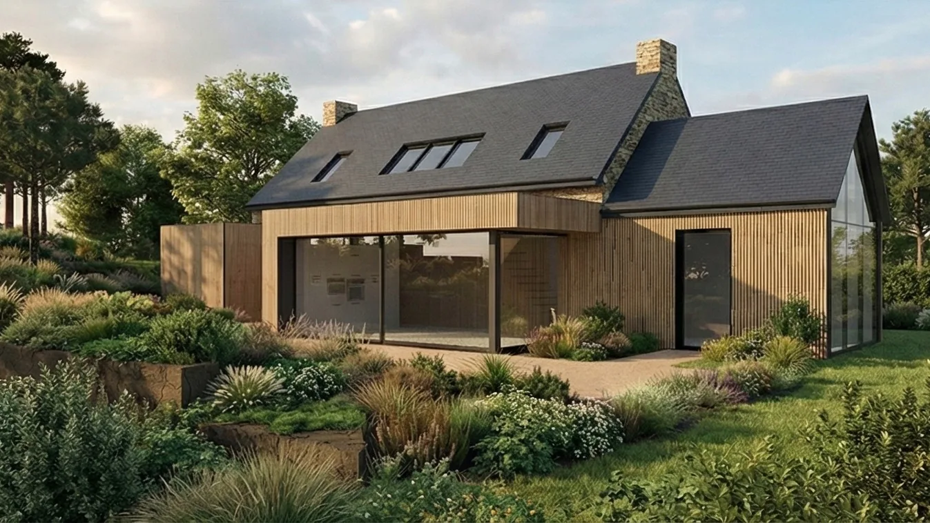 Insertion 3D d'une rénovation de maison à Bréhat